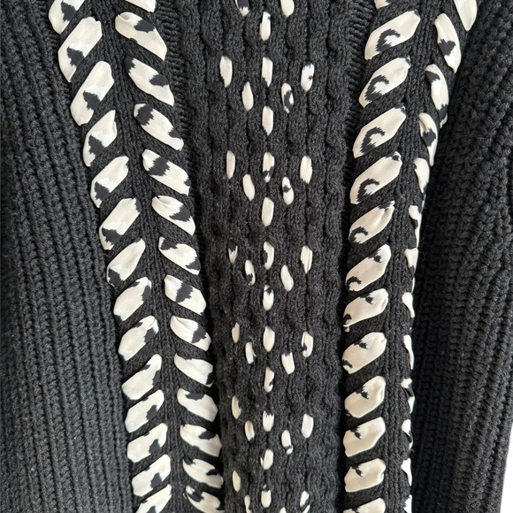 Jason Wu Whipstitched Cable-knit Merino Wool Turtleneck Sweater, Size Small - Picture 2 of 5